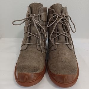 Sorel Toronto suede leather lace-up heels boots  size8.5 military green